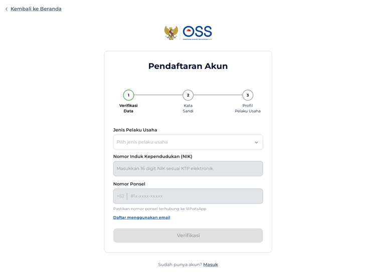 cara urus nib online